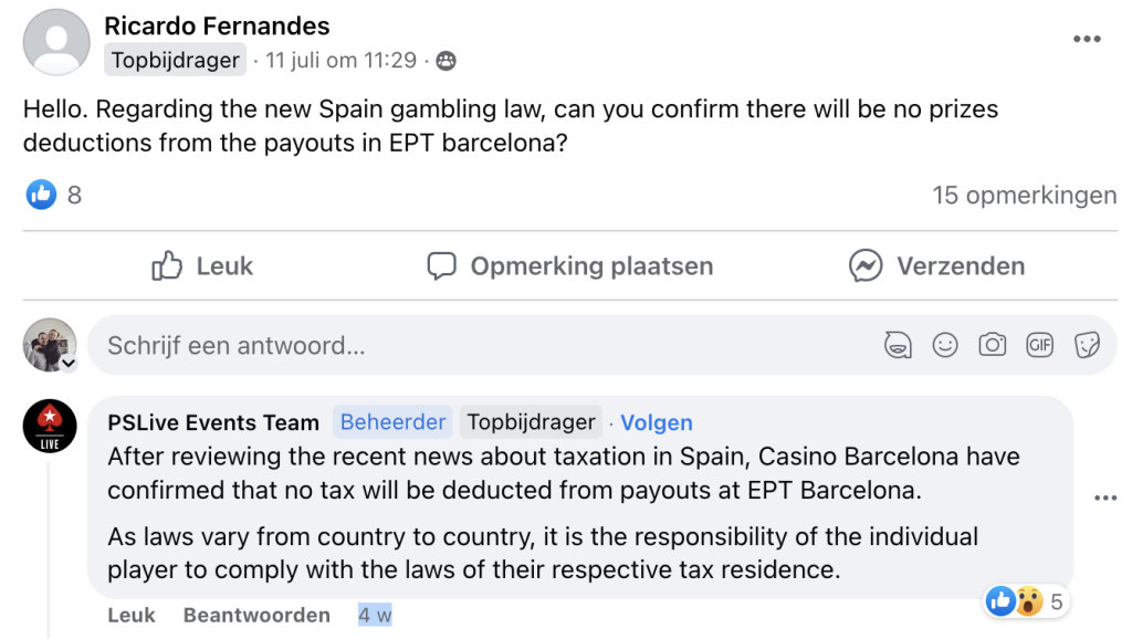 Nieuwe regels belasting bij EPT Barcelona roepen vraagtekens op bij pokerspelers