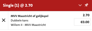 Weddenschap van de Week (36) - MVV Maastricht voorspeld om niet te verliezen bij Willem II